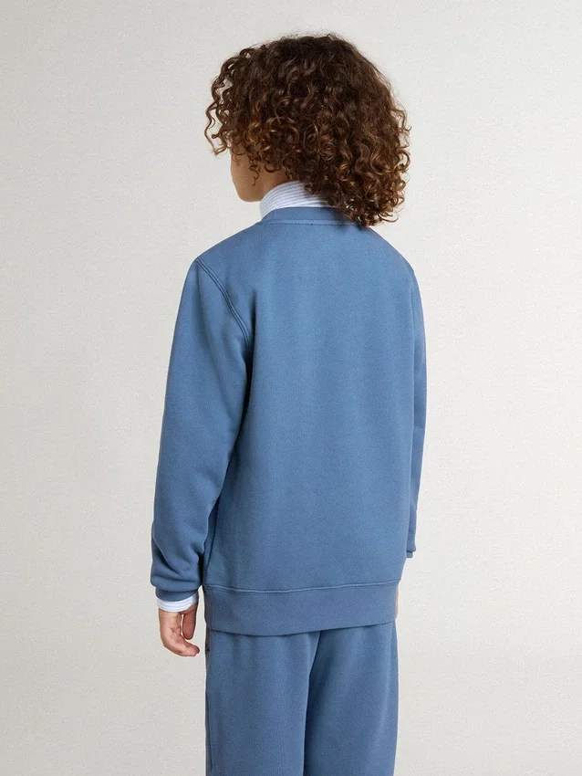 Sweat-shirt bleu pour enfant avec empiècements blancs en relief