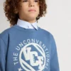 Sweat-shirt bleu pour enfant avec empiècements blancs en relief