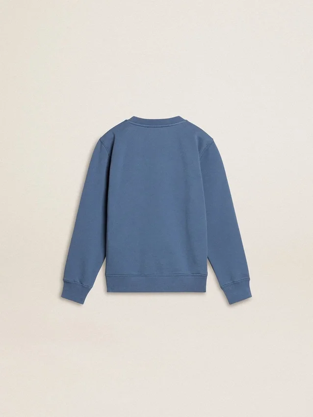 Sweat-shirt bleu pour enfant avec empiècements blancs en relief