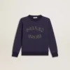 Sweat-shirt bleu-violet avec inscription « golden goose » sur le devant