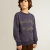 Sweat-shirt bleu-violet avec inscription « golden goose » sur le devant