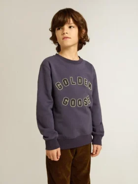 Sweat-shirt bleu-violet avec inscription « golden goose » sur le devant