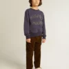 Sweat-shirt bleu-violet avec inscription « golden goose » sur le devant