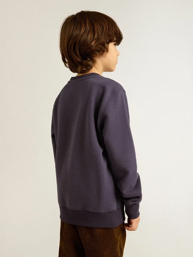 Sweat-shirt bleu-violet avec inscription « golden goose » sur le devant