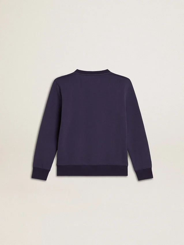 Sweat-shirt bleu-violet avec inscription « golden goose » sur le devant