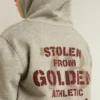 Sweat-shirt à capuche gris chiné avec imprimé dans le dos