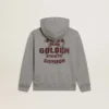 Sweat-shirt à capuche gris chiné avec imprimé dans le dos