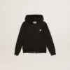 Sweat-shirt à capuche noir avec étoile et logo blancs contrastés