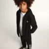 Sweat-shirt à capuche noir avec étoile et logo blancs contrastés