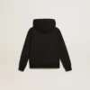 Sweat-shirt à capuche noir avec étoile et logo blancs contrastés