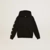 Sweat-shirt à capuche pour garçons, noir avec des étoiles blanches contrastantes