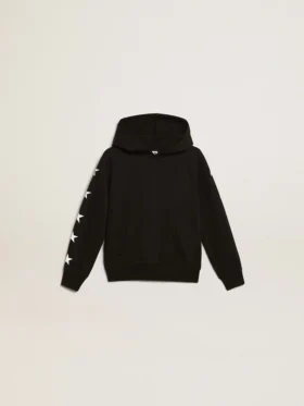 Sweat-shirt à capuche pour garçons, noir avec des étoiles blanches contrastantes