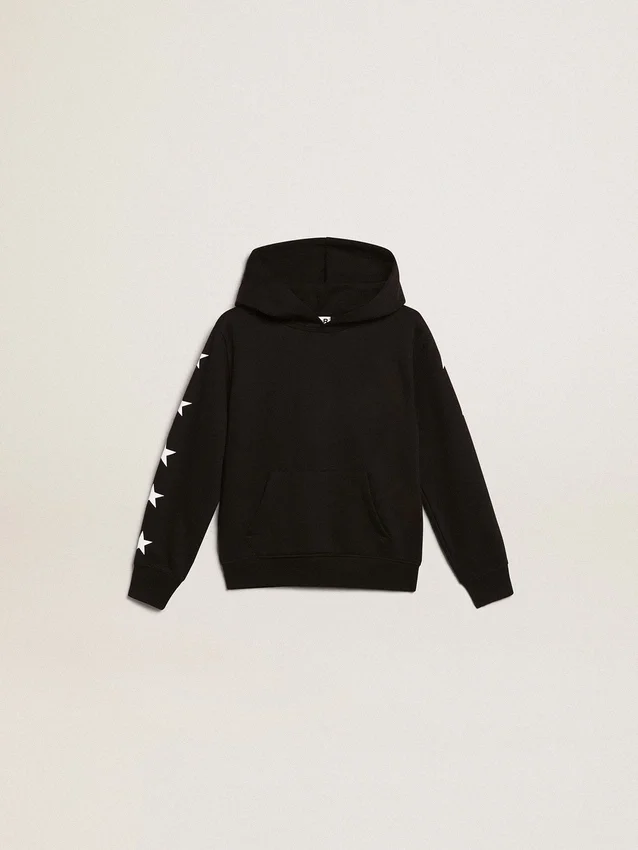 Sweat-shirt à capuche pour garçons, noir avec des étoiles blanches contrastantes