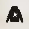 Sweat-shirt à capuche pour garçons, noir avec des étoiles blanches contrastantes
