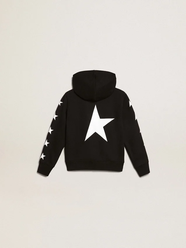 Sweat-shirt à capuche pour garçons, noir avec des étoiles blanches contrastantes