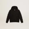 Sweat-shirt à capuche pour garçons noir orné d’étoiles argentées contrastantes