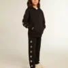 Sweat-shirt à capuche pour garçons noir orné d’étoiles argentées contrastantes