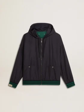 Sweat-shirt à capuche réversible vert et bleu pour homme