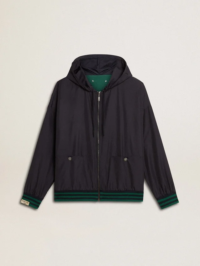 Sweat-shirt à capuche réversible vert et bleu pour homme