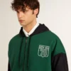 Sweat-shirt à capuche réversible vert et bleu pour homme