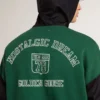 Sweat-shirt à capuche réversible vert et bleu pour homme