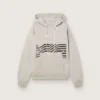 Sweat-shirt à capuche unisexe en coton gris avec imprimé drapeau vintage