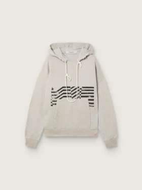 Sweat-shirt à capuche unisexe en coton gris avec imprimé drapeau vintage