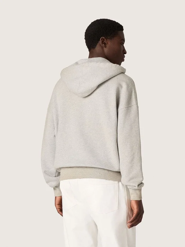 Sweat-shirt à capuche unisexe en coton gris avec imprimé drapeau vintage