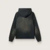 Sweat-shirt à capuche unisexe en coton noir à effet délavé