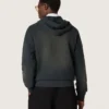 Sweat-shirt à capuche unisexe en coton noir à effet délavé