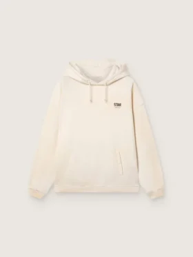 Sweat-shirt à capuche unisexe Star en coton blanc avec logo imprimé