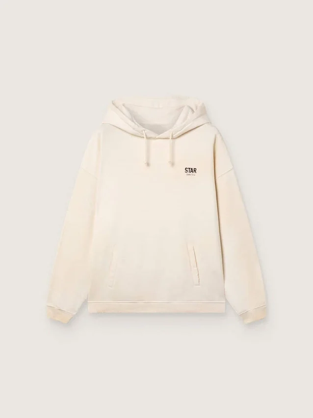 Sweat-shirt à capuche unisexe Star en coton blanc avec logo imprimé
