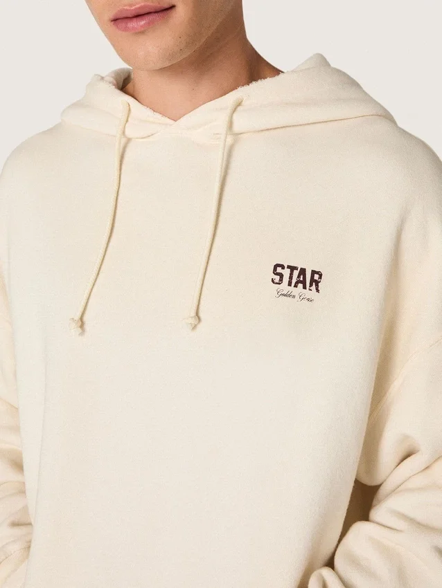 Sweat-shirt à capuche unisexe Star en coton blanc avec logo imprimé