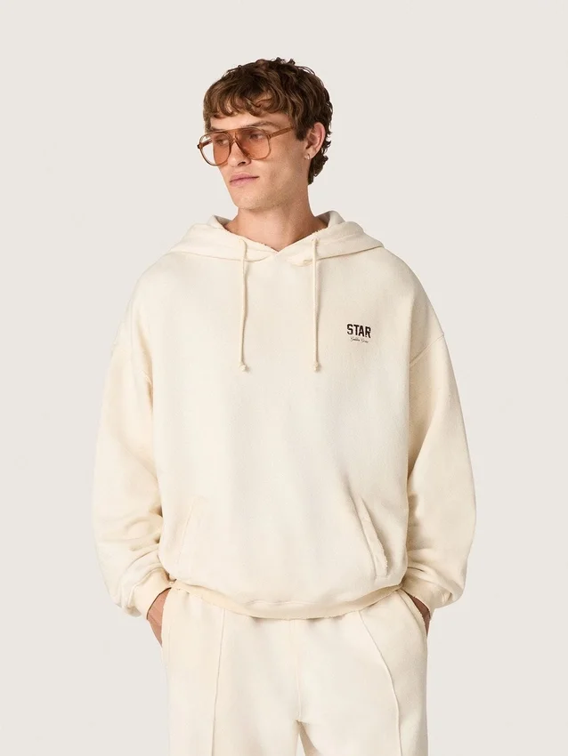 Sweat-shirt à capuche unisexe Star en coton blanc avec logo imprimé