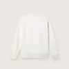 Sweat-shirt à col rond en coton blanc « Journey » pour filles, avec imprimé mascotte et applications de cristaux