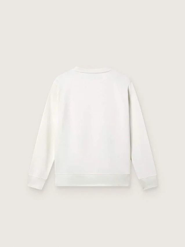 Sweat-shirt à col rond en coton blanc « Journey » pour filles, avec imprimé mascotte et applications de cristaux