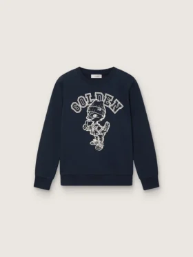 Sweat-shirt à col rond Journey pour garçons en coton bleu marine avec imprimé mascotte