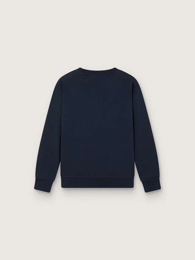 Sweat-shirt à col rond Journey pour garçons en coton bleu marine avec imprimé mascotte