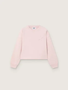 Sweat-shirt court « Star » pour fille en coton rose avec écusson et logo