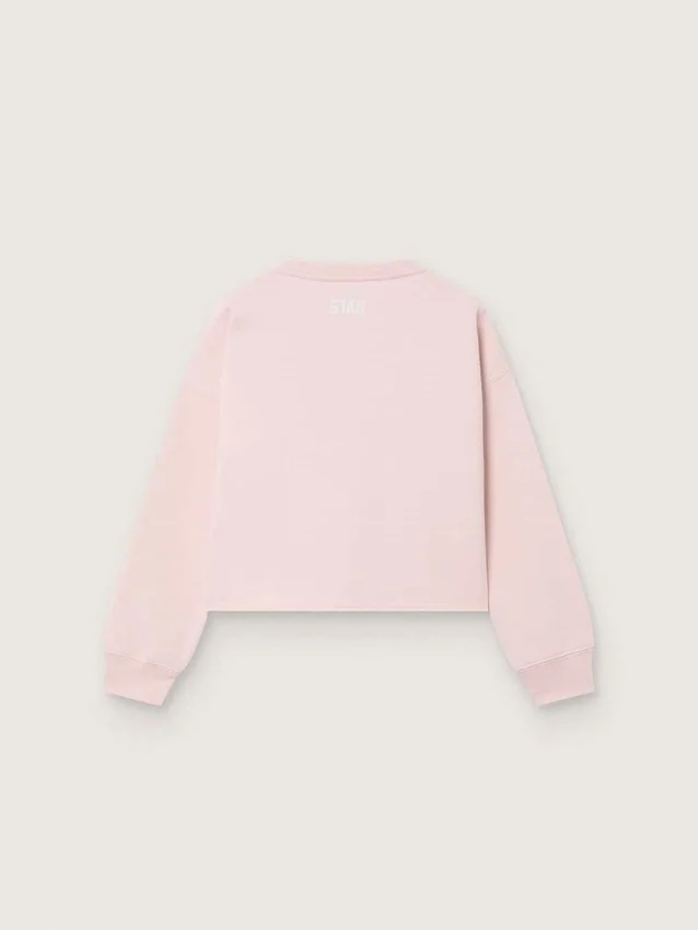 Sweat-shirt court « Star » pour fille en coton rose avec écusson et logo