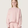 Sweat-shirt court « Star » pour fille en coton rose avec écusson et logo