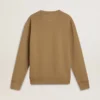 Sweat-shirt en coton beige pour homme avec imprimé sur le devant