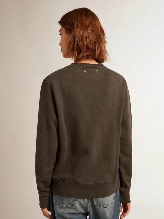 Sweat-shirt gris anthracite pour femme avec cristaux