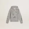 Sweat-shirt gris pour enfant avec lettrage imprimé multicolore