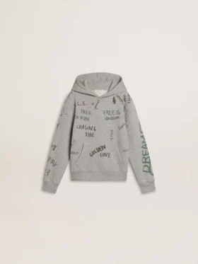 Sweat-shirt gris pour enfant avec lettrage imprimé multicolore