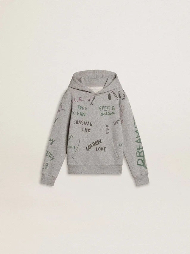 Sweat-shirt gris pour enfant avec lettrage imprimé multicolore
