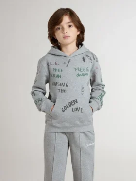 Sweat-shirt gris pour enfant avec lettrage imprimé multicolore