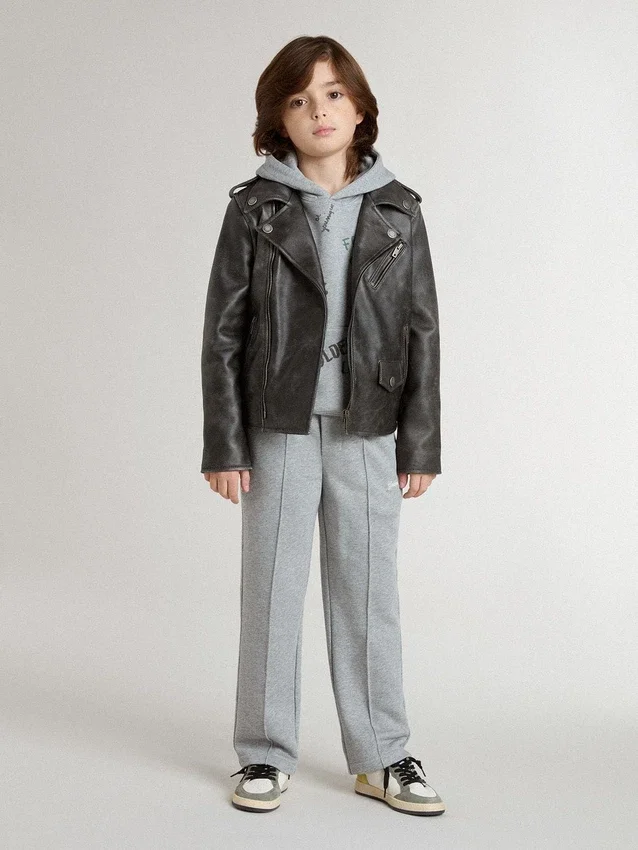 Sweat-shirt gris pour enfant avec lettrage imprimé multicolore