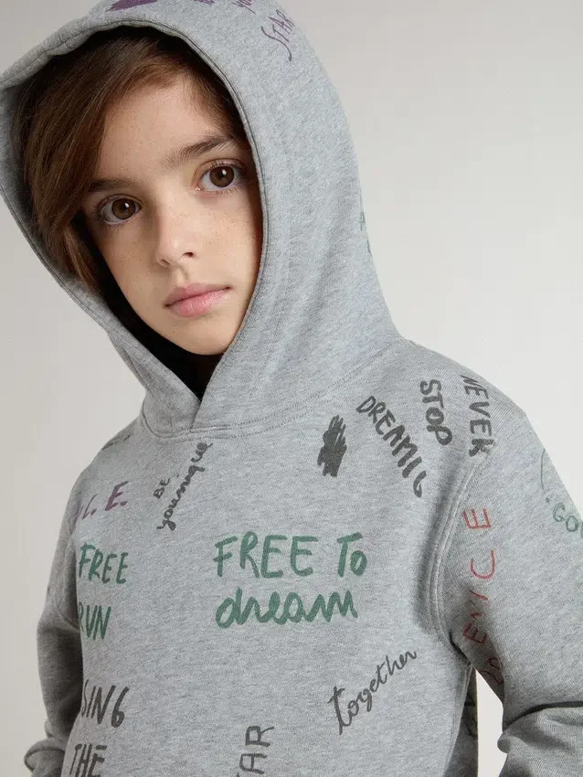 Sweat-shirt gris pour enfant avec lettrage imprimé multicolore