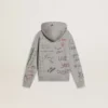 Sweat-shirt gris pour enfant avec lettrage imprimé multicolore